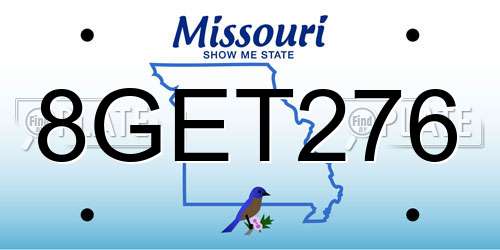8GET276 Missouri License Plate