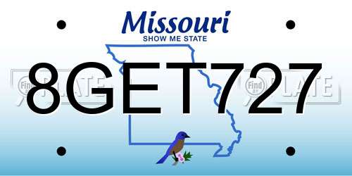8GET727 Missouri License Plate