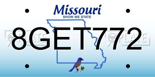 8GET772 Missouri License Plate