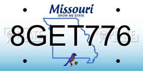 8GET776 Missouri License Plate