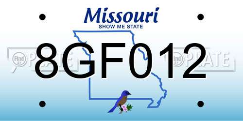 8GF012 Missouri License Plate