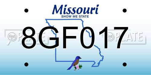 8GF017 Missouri License Plate