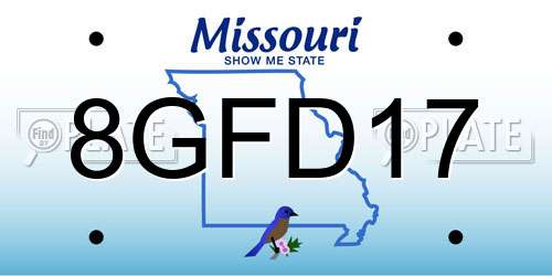 8GFD17 Missouri License Plate