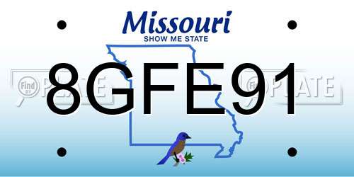 8GFE91 Missouri License Plate