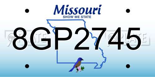 8GP2745 Missouri License Plate