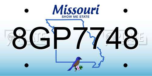 8GP7748 Missouri License Plate