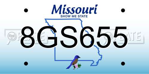 8GS655 Missouri License Plate