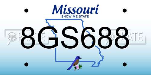 8GS688 Missouri License Plate