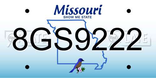 8GS9222 Missouri License Plate