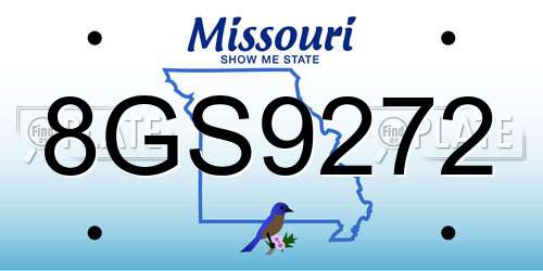 8GS9272 Missouri License Plate