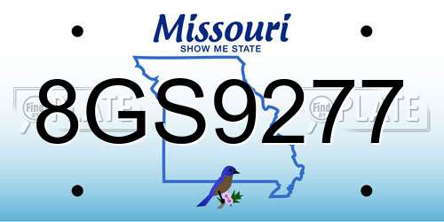 8GS9277 Missouri License Plate
