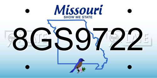 8GS9722 Missouri License Plate