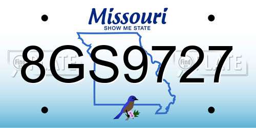 8GS9727 Missouri License Plate