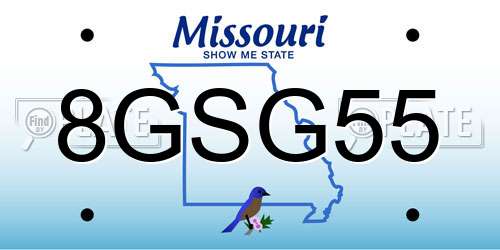8GSG55 Missouri License Plate