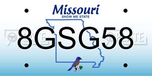 8GSG58 Missouri License Plate
