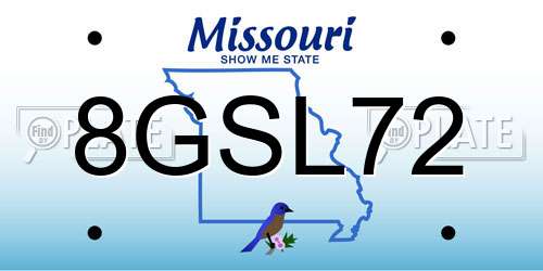 8GSL72 Missouri License Plate