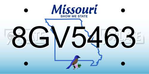 8GV5463 Missouri License Plate