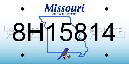 8H15814 Missouri License Plate