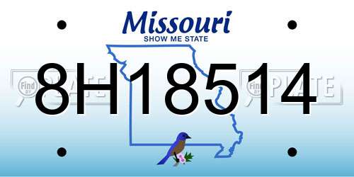 8H18514 Missouri License Plate
