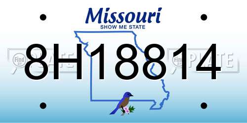 8H18814 Missouri License Plate