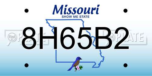 8H65B2 Missouri License Plate