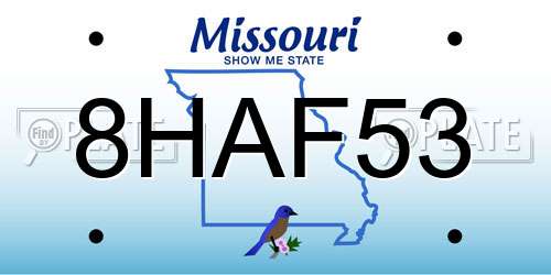 8HAF53 Missouri License Plate
