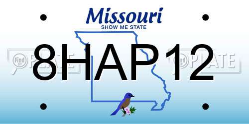8HAP12 Missouri License Plate