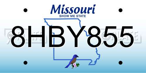 8HBY855 Missouri License Plate