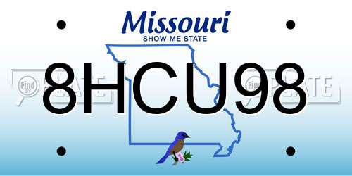 8HCU98 Missouri License Plate