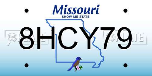 8HCY79 Missouri License Plate