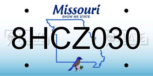 8HCZ030 Missouri License Plate