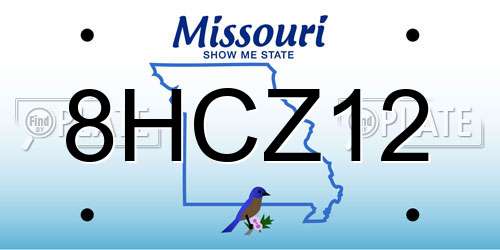 8HCZ12 Missouri License Plate