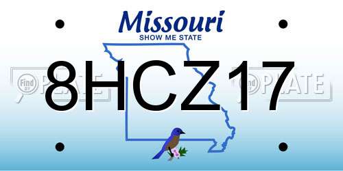 8HCZ17 Missouri License Plate