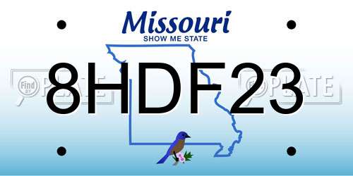 8HDF23 Missouri License Plate