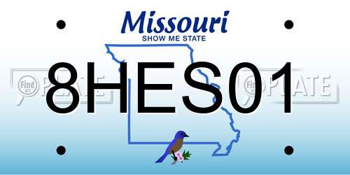 8HES01 Missouri License Plate