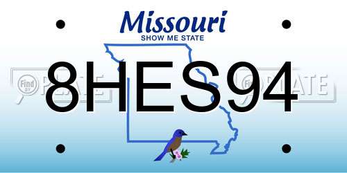 8HES94 Missouri License Plate