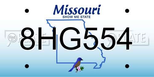 8HG554 Missouri License Plate