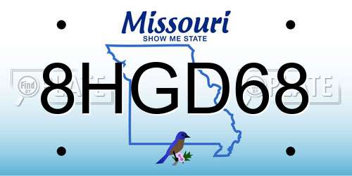 8HGD68 Missouri License Plate