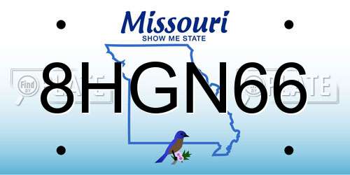 8HGN66 Missouri License Plate