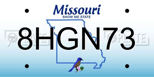 8HGN73 Missouri License Plate