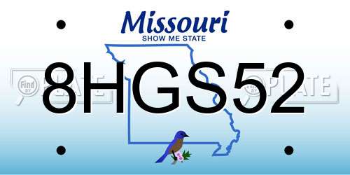 8HGS52 Missouri License Plate