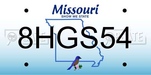 8HGS54 Missouri License Plate