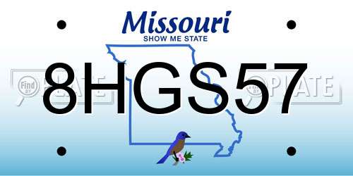 8HGS57 Missouri License Plate