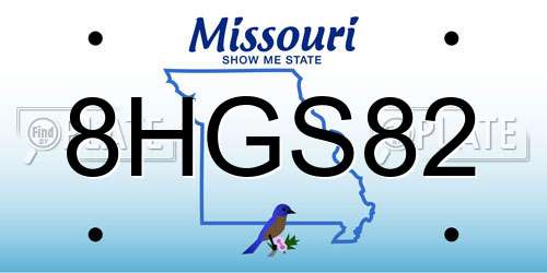 8HGS82 Missouri License Plate