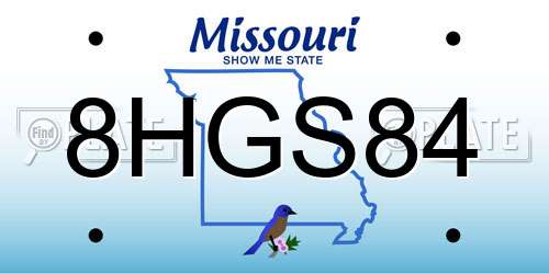 8HGS84 Missouri License Plate