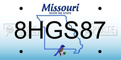 8HGS87 Missouri License Plate
