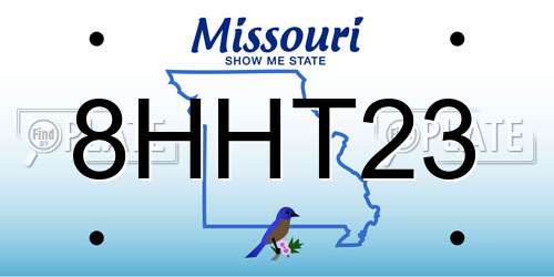 8HHT23 Missouri License Plate