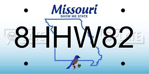 8HHW82 Missouri License Plate