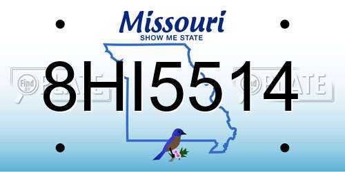 8HI5514 Missouri License Plate