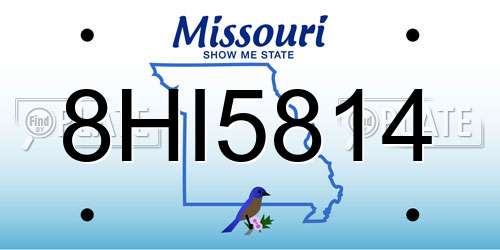 8HI5814 Missouri License Plate